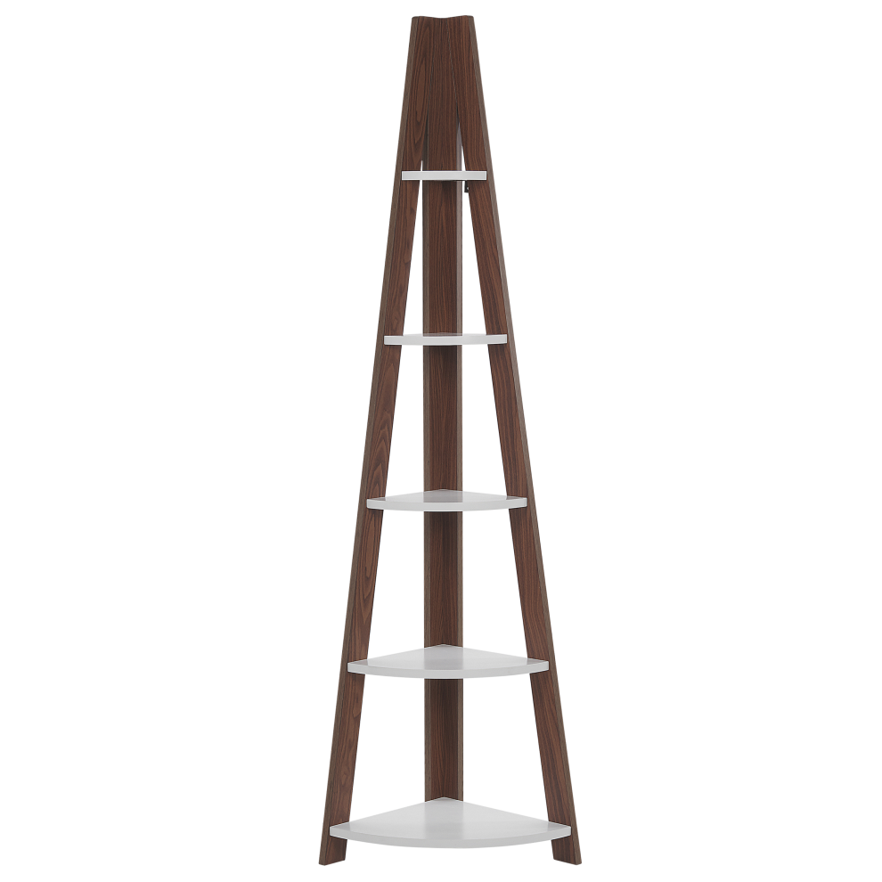 Corner 5 Tier Shelving Unit MOBILE SOLO 175 cm Brown/ White