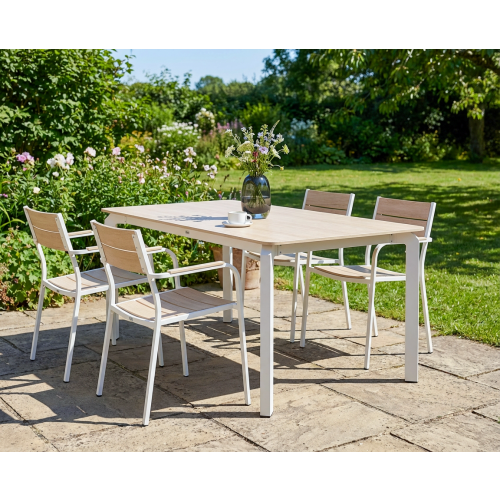 Beliani Garden Dining Table FELETTO 180 cm 90 cm Stone Travertine Effect 1