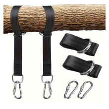 Heavy Duty Tree Swing Straps with Steel Hooks, Weatherproof Hammock Hanging Kit for Camping