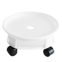 Plant Pot Tray with Drainage, Heavy Duty Rolling Plant Caddy with Casters, White 39x13cm