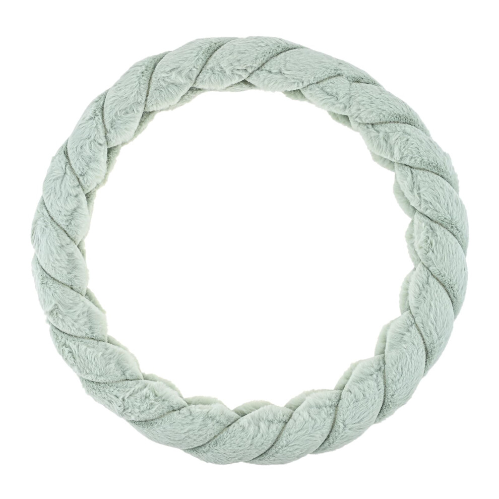 Fluffy Steering Wheel Cover Plush Antislip Grip Winter Warm For 14.515.5 Inch Cars Green 9070919759291