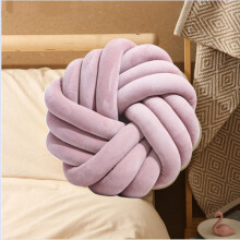 Knot Pillow 13.8in Round Handmade Velvet Cushion for Sofa Bed Couch Bedroom Living Room Decor Pink