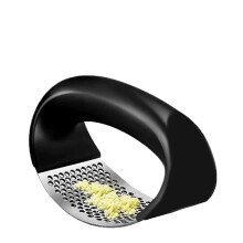 Garlic Press Rocker Stainless Steel Rust Proof Garlic Crusher with Ergonomic Grip, Dishwasher Safe, Black