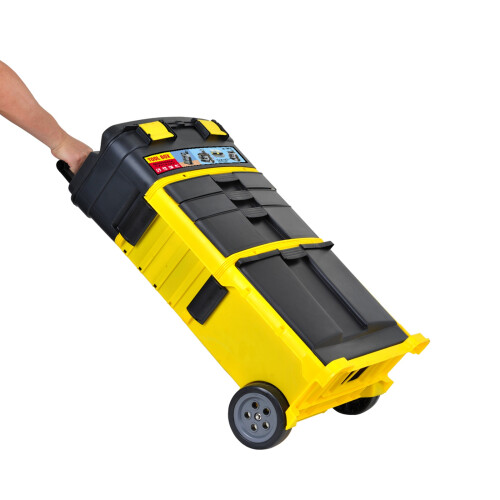 Switzer SwitZer 3-in-1 Rolling Toolbox Stackable Tool Box Tilting Bin W/ Handle Yellow