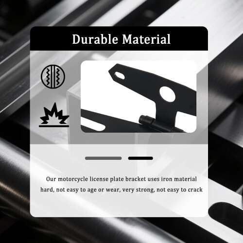 Motorcycle License Plate Holder Adjustable Angle with Tail Light Mount Universal Durable Iron 1