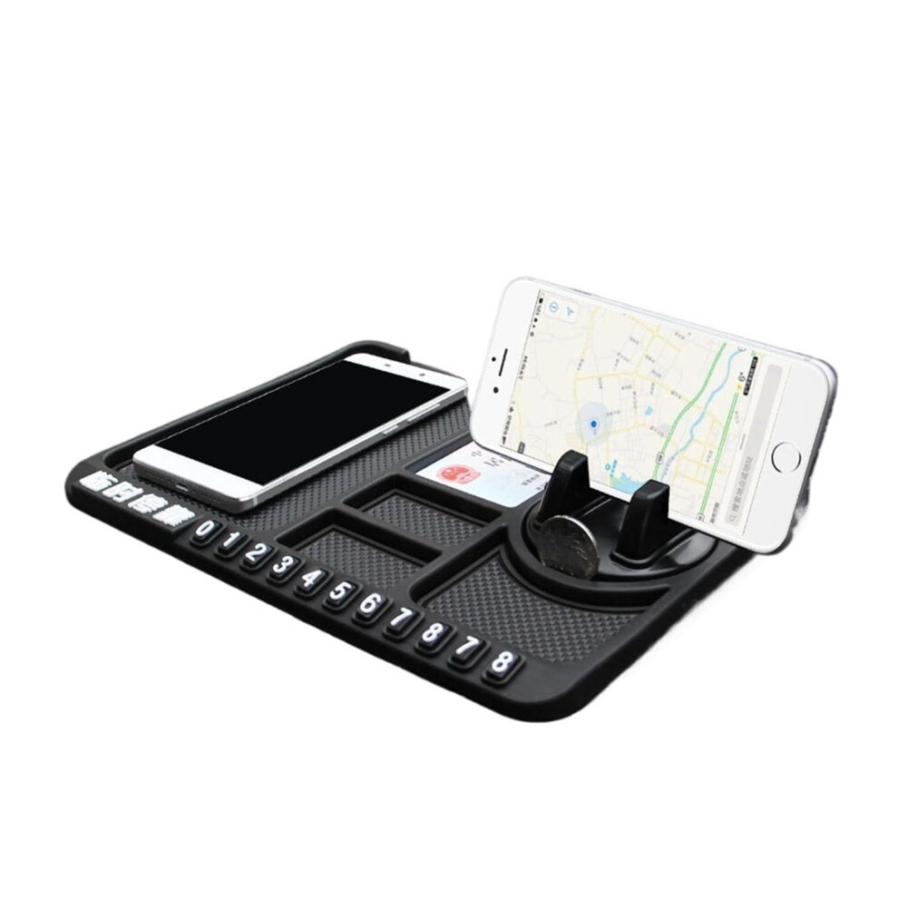 Car Phone Holder With Non Slip Silicone Dashboard Mat, Universal Fit, Adjustable View, Black 9053599034155