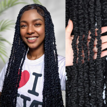 24 Inch Distressed Faux Locs Crochet Hair 7 Packs Butterfly Locs for Women Natural Texture 1B