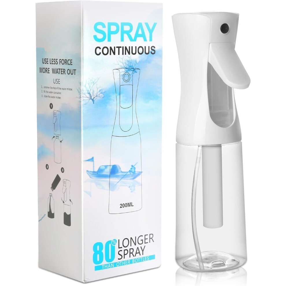 Unisex Continuous Spray Bottle 6.8Oz Ultrafine Mist For Hair Styling, Cleaning And Salon Use