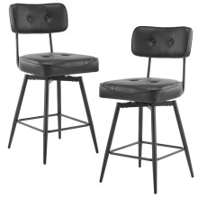 Set of 2 Bar Stools PU Metal Leg Breakfast Kitchen Padded Chairs