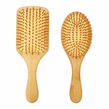 2Piece Bamboo Hair Brush Set for Hair Growth with Wooden Scalp Massage and Smooth Detangling