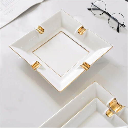 Large Ceramic Ashtray Handmade Rectangular Design for Home, Office, Garden and Outdoor Use 1