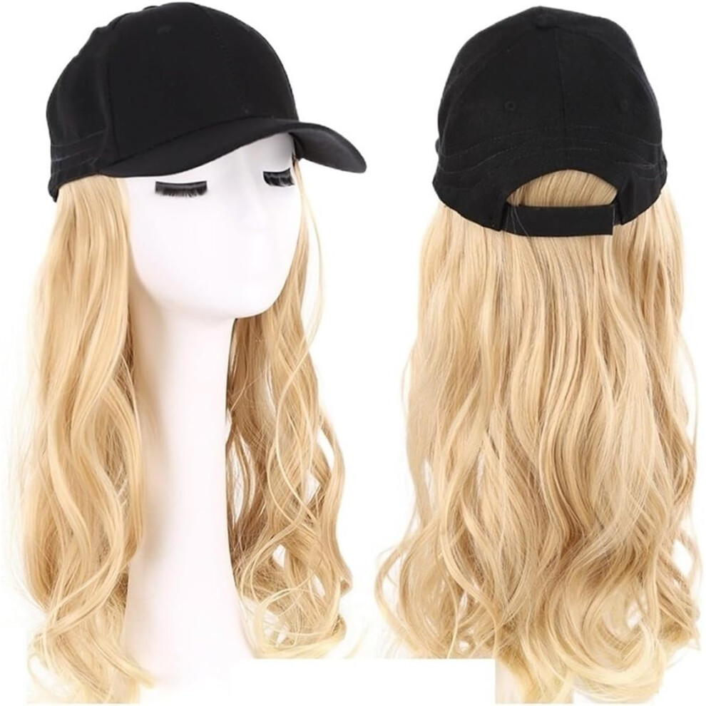 Unisex Wig With Hat Synthetic Wavy Hair Baseball Cap Wig For Women Adjustable Fit Natural Look