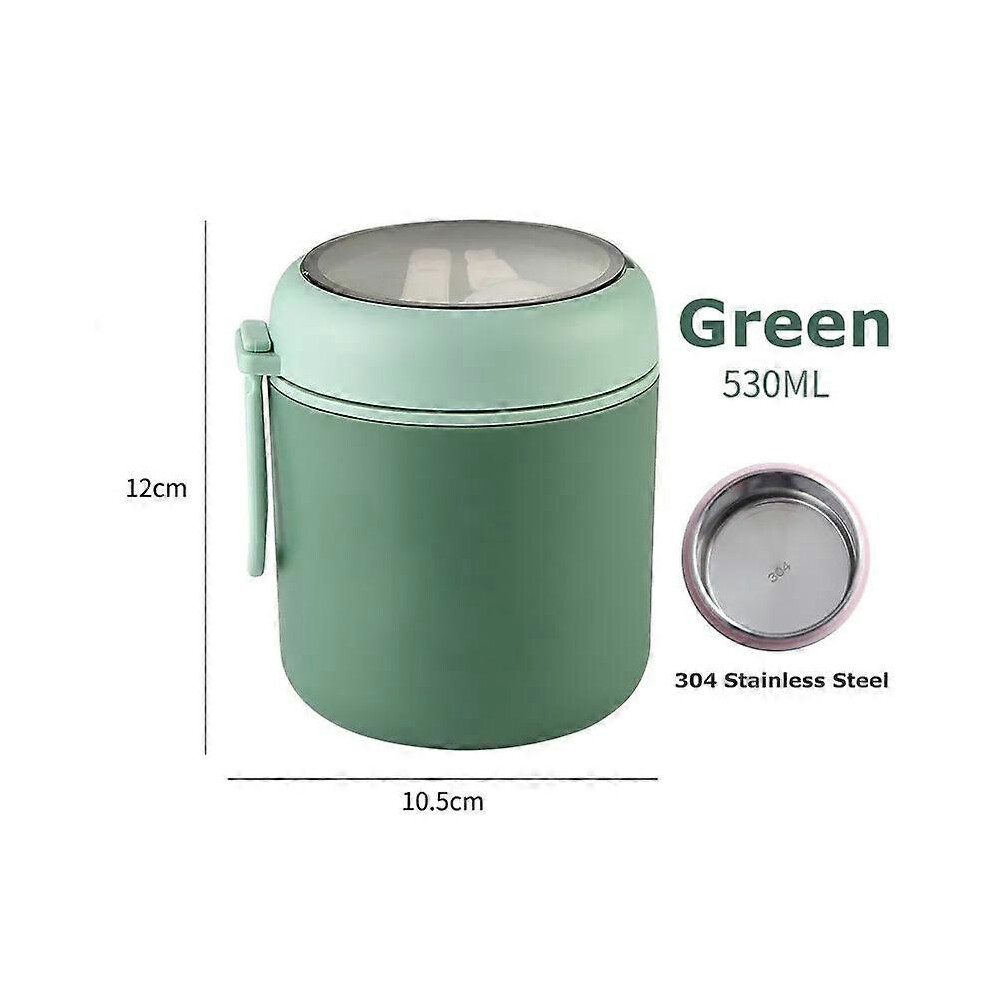 (As show, Green710ml) 530ml/710ml Food Thermal Jar Insulated Soup Cup Thermos Containers Stainless Steel Lunch Box Thermo Keep Hot for School Children