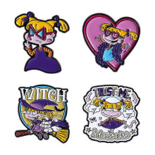 (As show, Set 4) 2-5pcs/set Anime Cartoon Characters Enamel Pins Naughty Girl Cat Doctor Turbo Granny Cat Animal Brooch Lapel Badge Jewelry Gifts