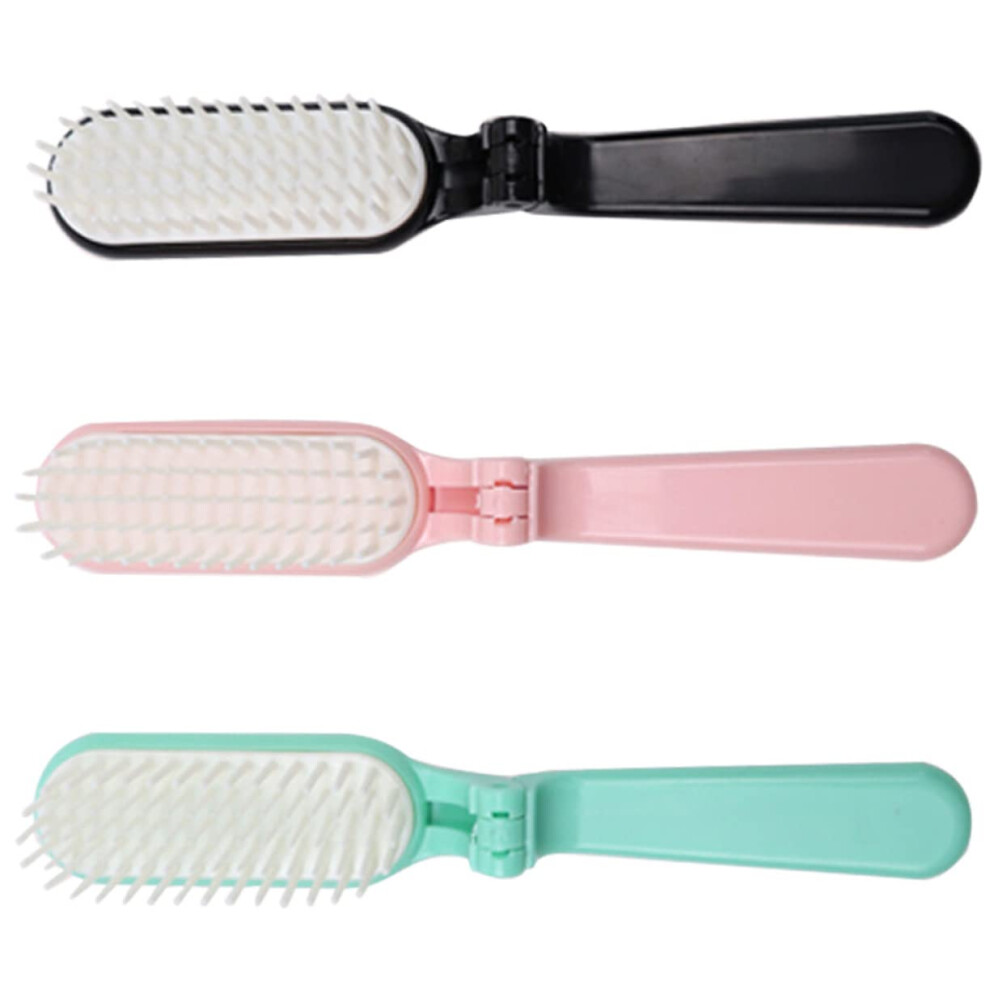 Folding Hair Brush Set Compact Travel Comb for Wet and Dry Hair Detangling 3pcs