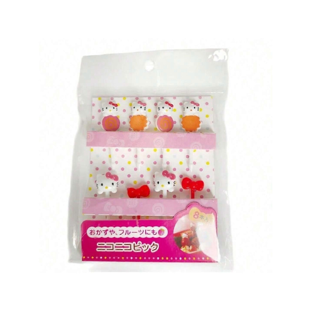 (As show, One size) 8pcs/10Pcs Hello Kitty Sanrio Things Plastic Sandwich Sign Cute Fruit Fork Party Snack Forks Kawaii Festival Supplies
