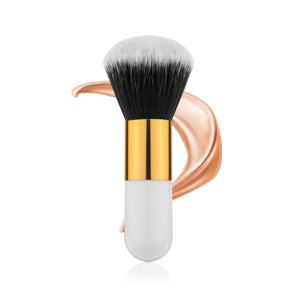 White/Gold Self Tanning Brush With Soft Vegan Bristles, Large Face Applicator For Flawless Tan ( 2)