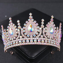 Bridal Tiara Rose Gold Luxury Cubic Zirconia Crystal Crown for Wedding Queen Princess