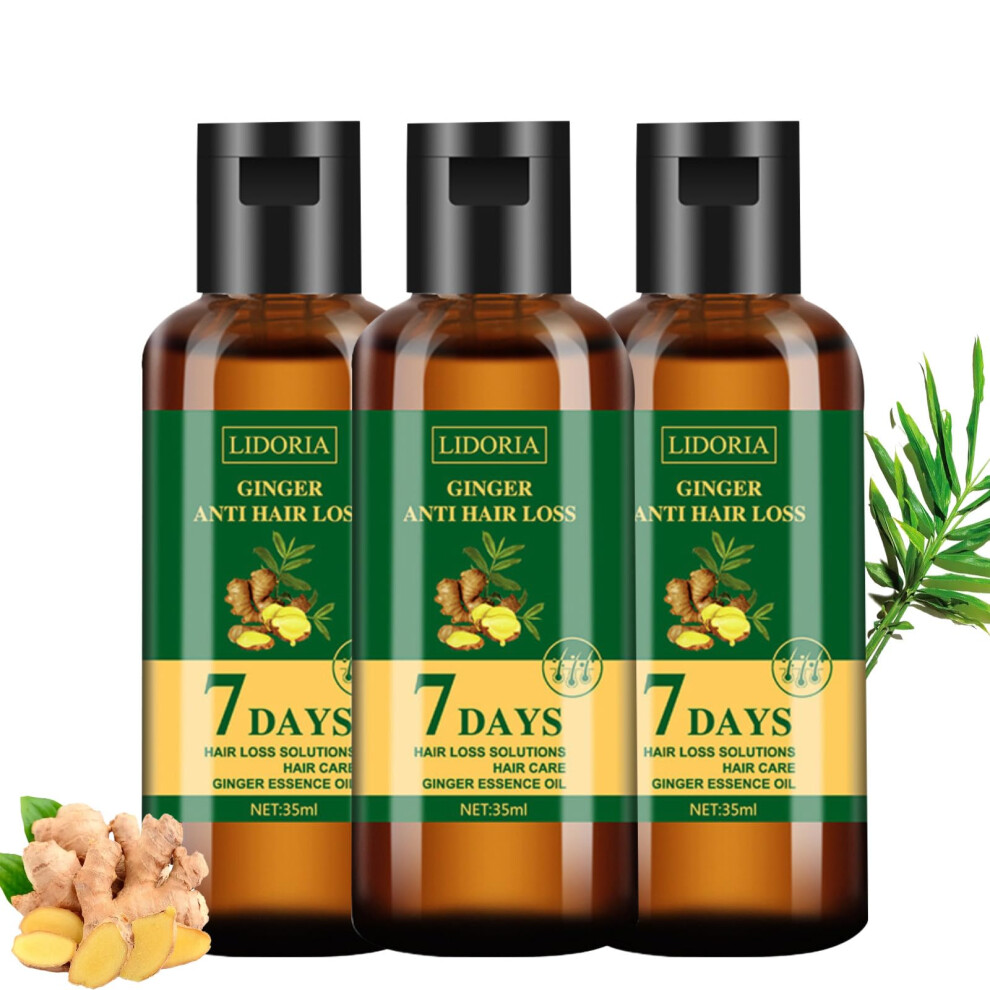 Ginger Hair Growth Oil Anti Hair Loss Serum with Natural Essential Oils for Stronger Thicker Hair 3pcs
