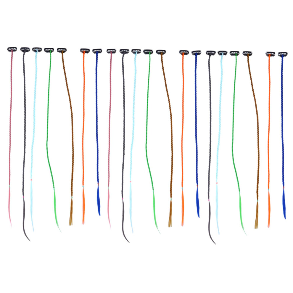 Braided Hair Extensions 20pcs Colored Clip In Synthetic Braids for Women Cosplay and Parties