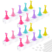 Nail Practice Stand with Magnetic Lock and Acrylic Base, 4 Sets with 96pcs Reusable Putty