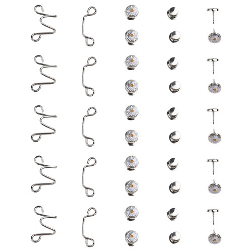 15Sets Daisy Jeansknöpfe Silber Hosentaschenverschluss DIY