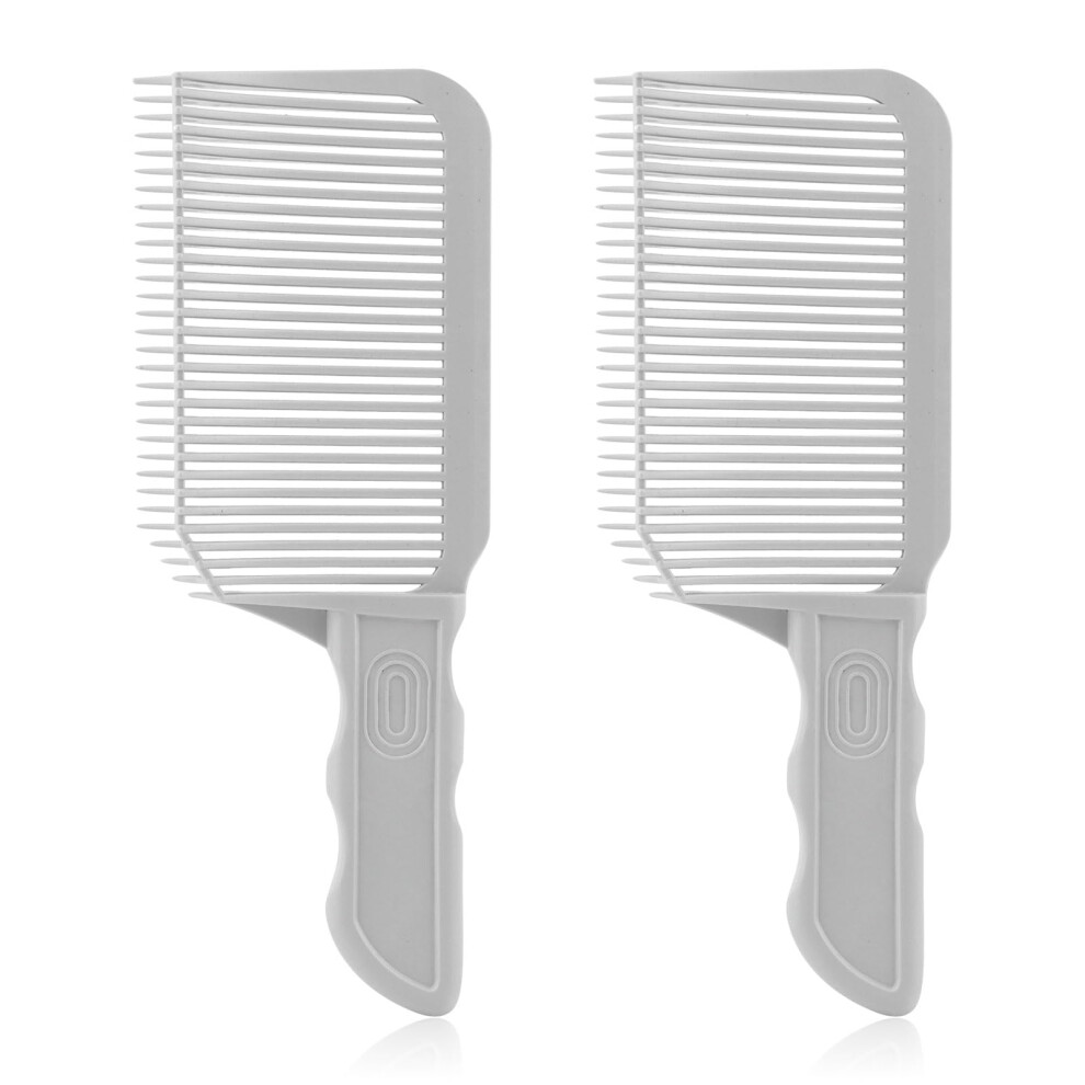 Unisex Grey 2Pcs Fade Comb Set With Curved Barber Blending Combs, Ergonomic Hair Cutting Tools For Salon And Home (Gray)