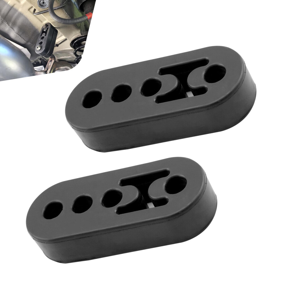 2 Pcs Adjustable Rubber Exhaust Hanger, Universal Muffler Mount 4Hole, Density Vibration Absorption, Black 9070919764318