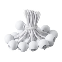 Bungee Ball Ties 50pcs White Elastic Cords for Quick Tarp Attachment and Tent Tie Downs 25x2.2cm