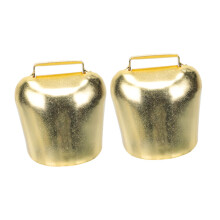 2pcs Heavy Duty Metal Cow Bells with Clear Loud Ring for Livestock Sports Events and Decor