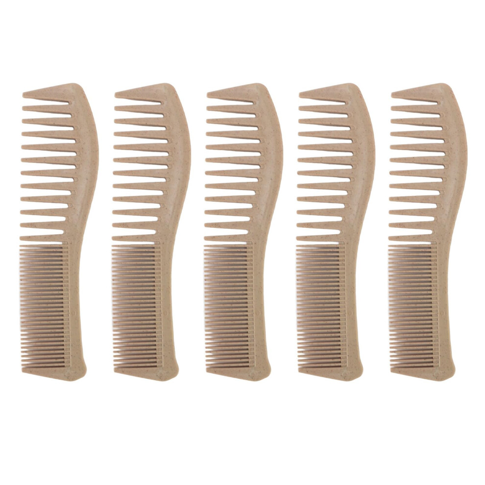 Unisex Wide And Fine Tooth Comb Set With Dual Density Teeth And Ergonomic Grip, 10Pcs Wheat Straw Hair Combs For Detangling And Styling