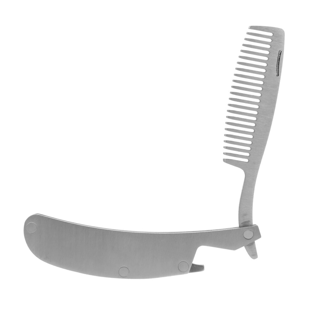 Unisex Stainless Steel Folding Beard Comb For Men Compact Travelfriendly Mustache And Hair Styling Tool