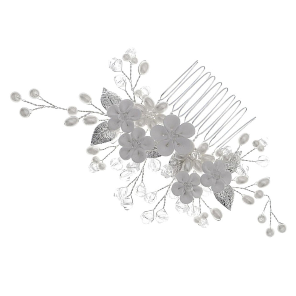 Unisex Silver Elegant Rhinestone Wedding Hair Comb With Flower Design For Brides And Bridesmaids