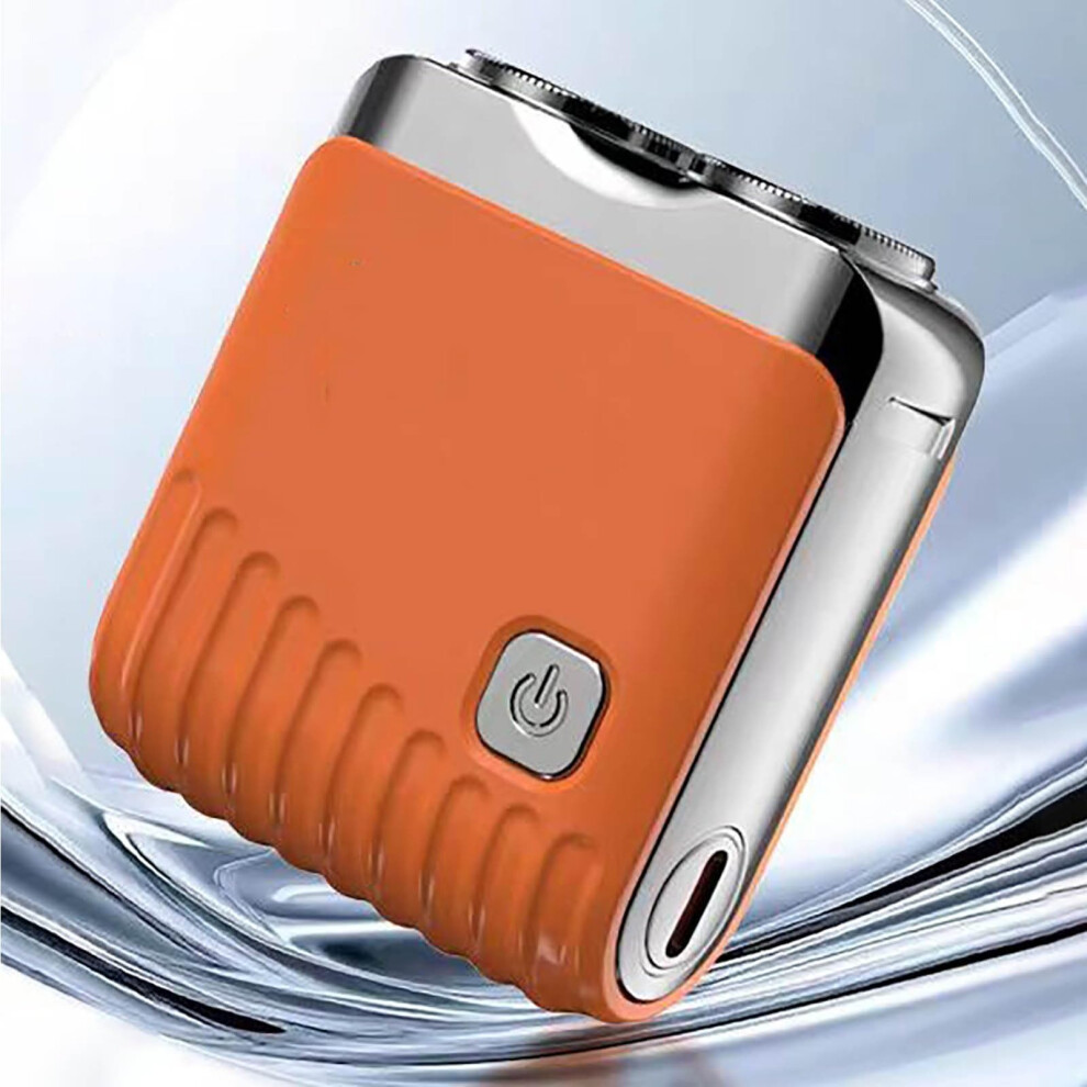 Orange Electric Shaver Dual Head Waterproof Wet Dry Razor With Led Display Typec Rechargeable