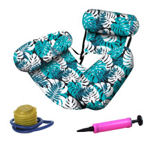 Botanical Pattern Inflatable Pool Float Chair for Adults, LeakProof Foldable Water Lounger Green