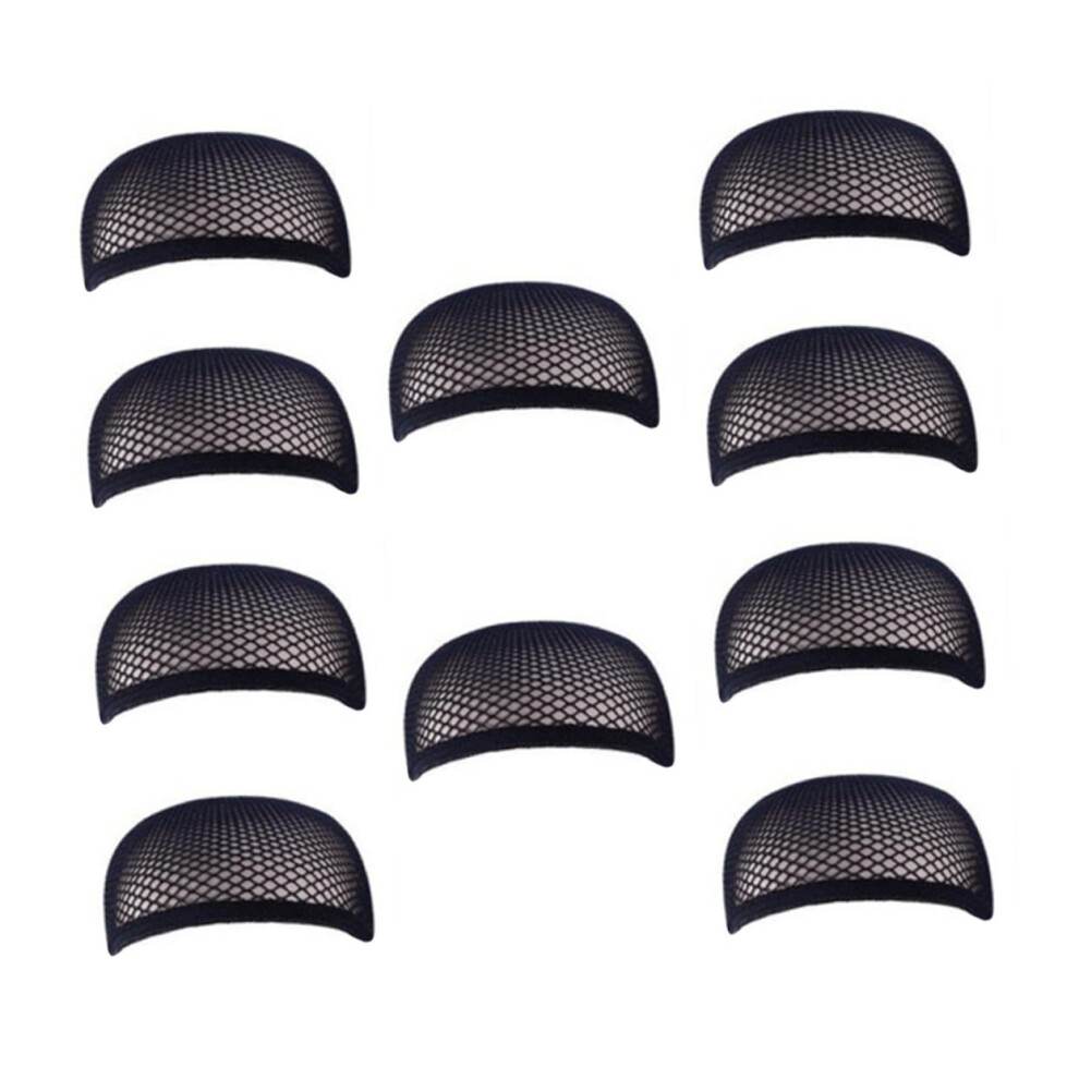 Unisex Black 10Pcs Wig Cap And Elastic Mesh Hair Net For Women Secure Hair Under Wigs Breathable Fit