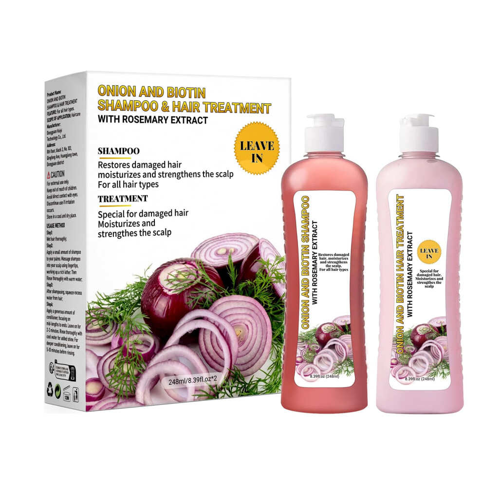 Onion Biotin Rosemary Shampoo Set 248ml x2 Anti Hair Loss Care for Thinning Hair Growth