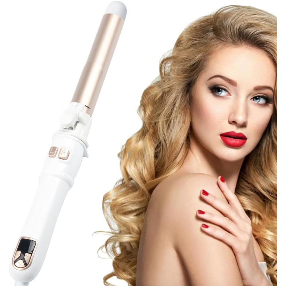 Automatic Rotating Hair Curler 28mm Ceramic Barrel Fast Heat Adjustable Temp LCD Auto Shutoff