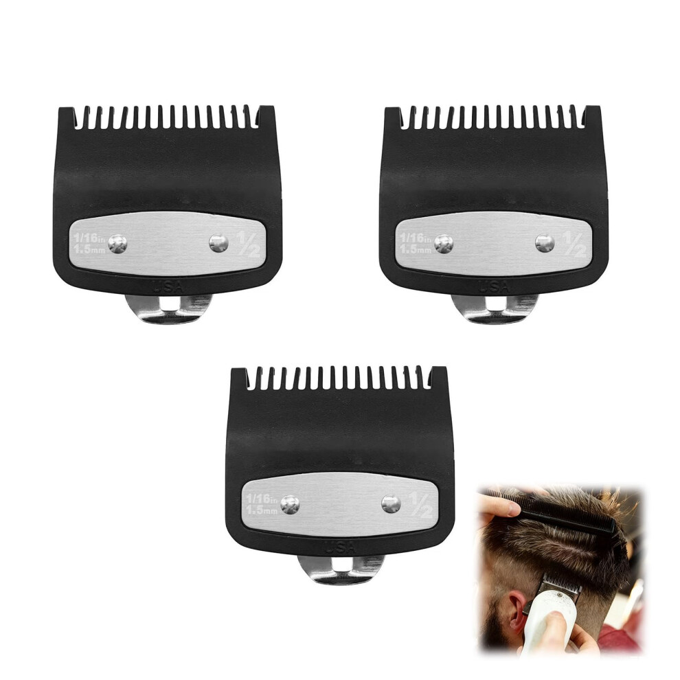 Clipper Guards for Wahl 3PCS 1/16 Inch 1.5mm Metal Set with Smooth Glide Teeth for Barbers