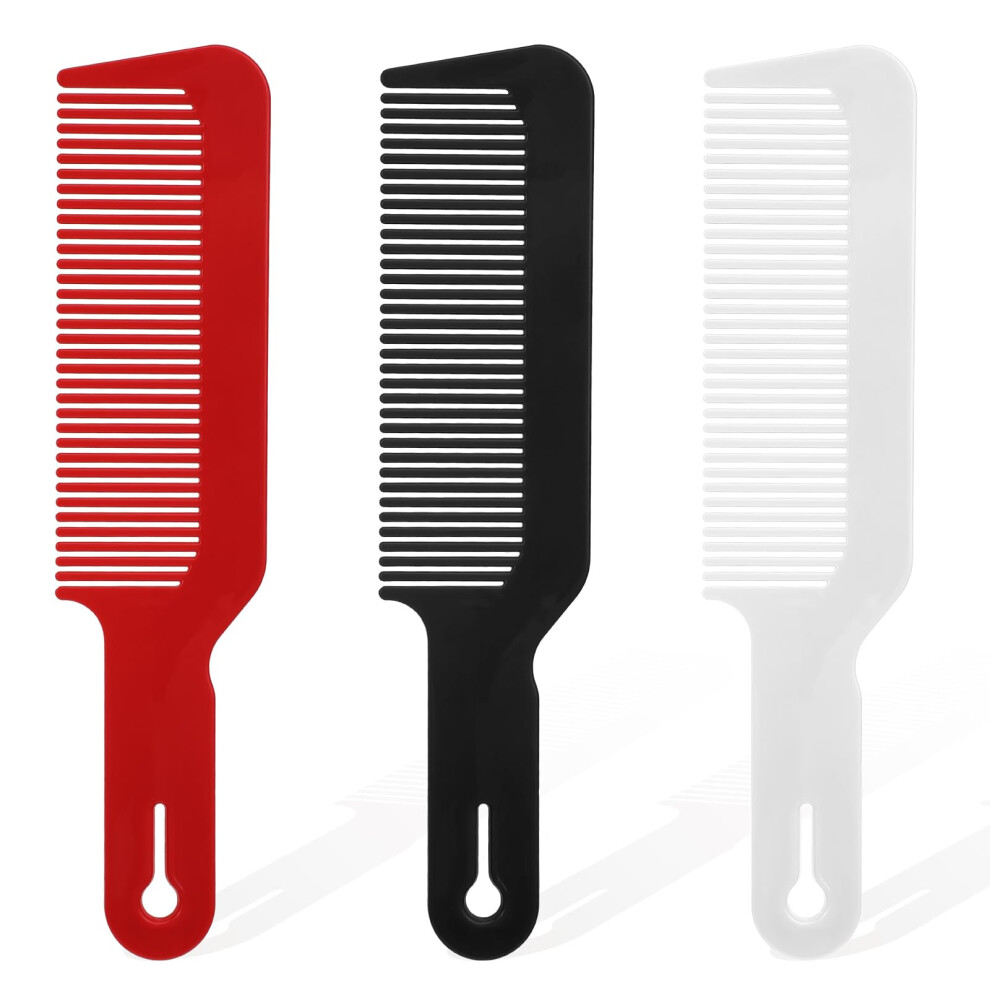 Unisex White,Black,Red 3 Pack Barber Clipper Comb Set Heat Resistant Fine Tooth Blending Combs For Fade Precision Styling, White Black Red
