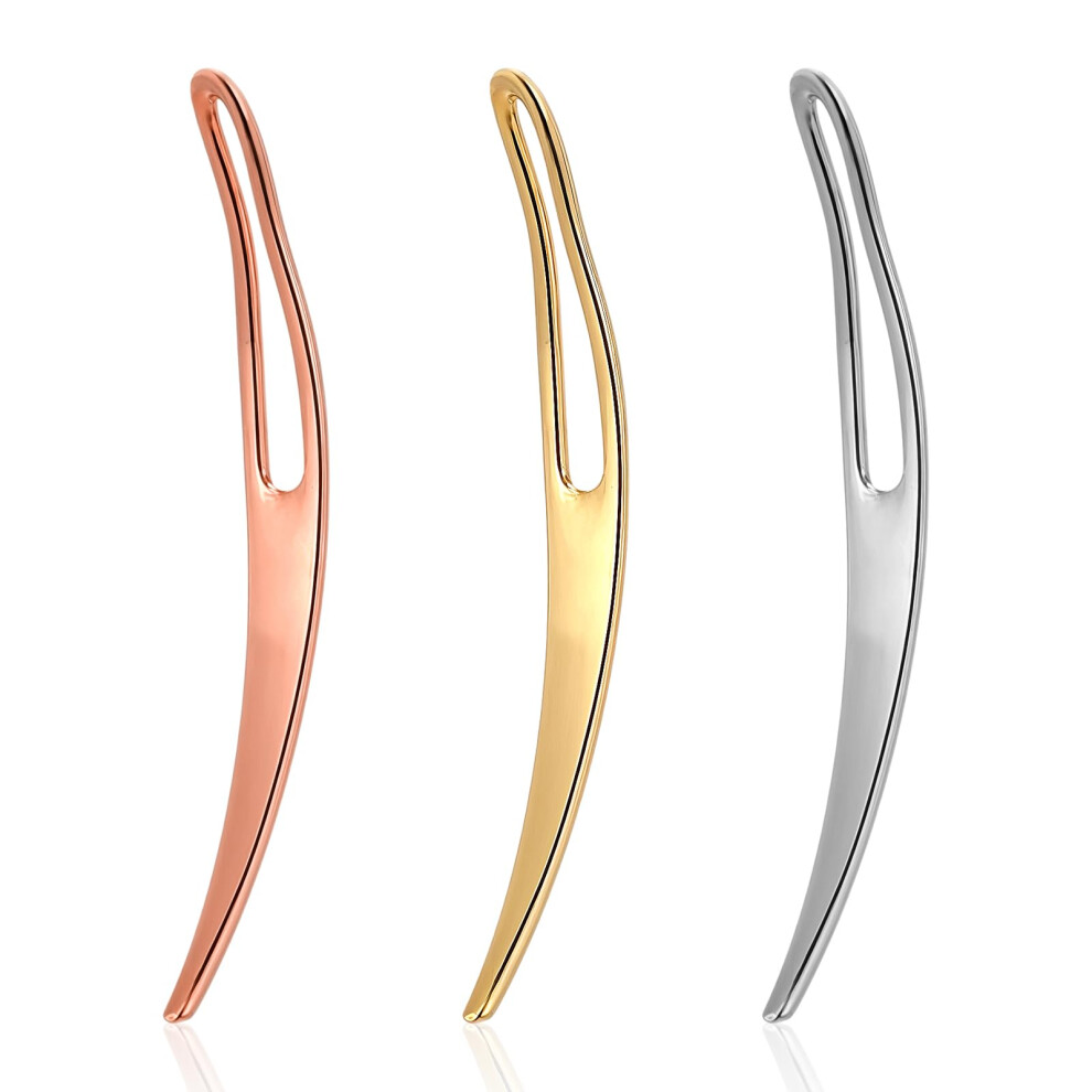 Unisex Silver,Gold 3Pcs Dreadlock Interlocking Tool Set For Loc Retightening, Zinc Alloy Crochet Hooks, Silver Gold Rose Gold