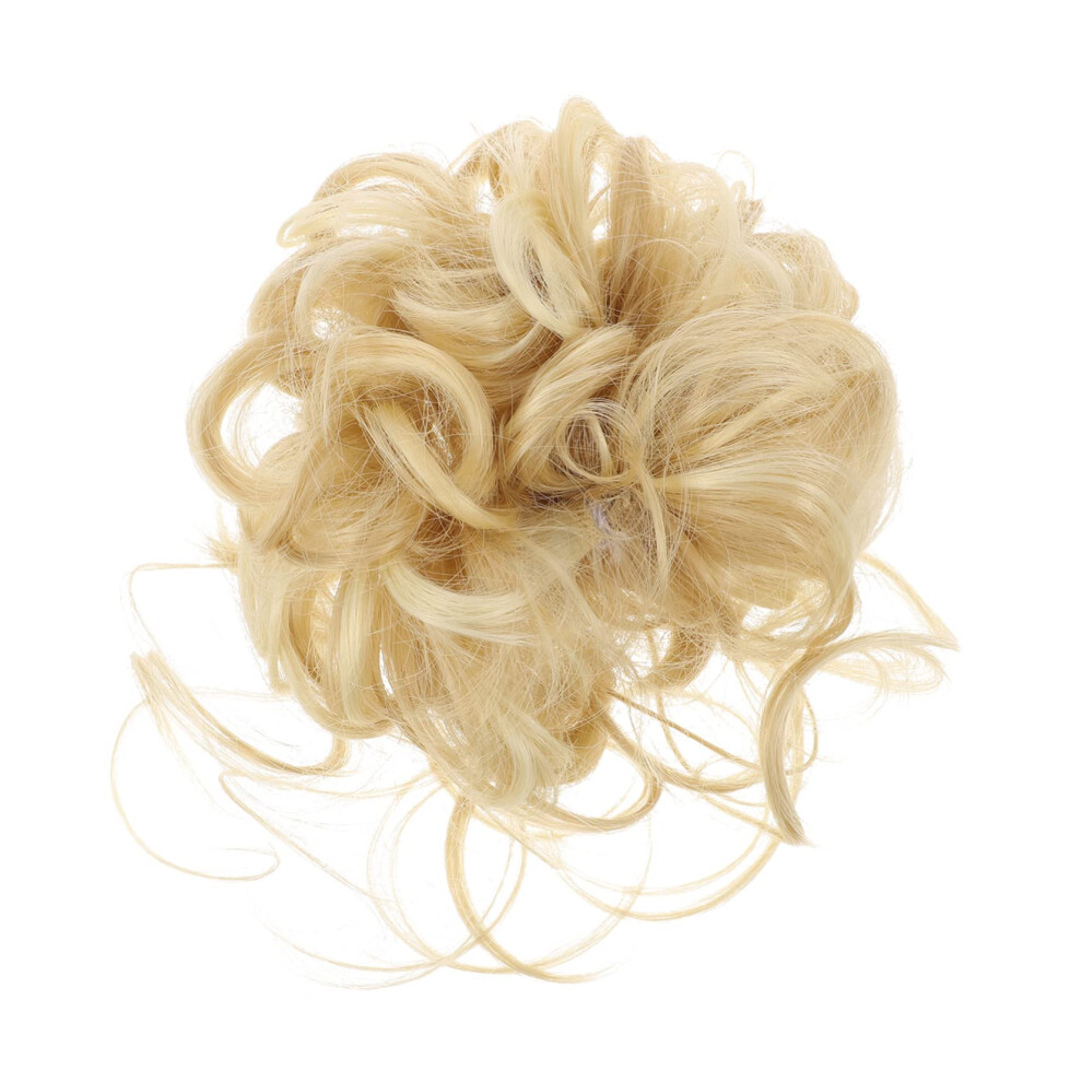 Unisex Hair Bun Extension With Natural Curly Finish, Messy Ponytail Hairpiece For Women, Instant Volume Boost
