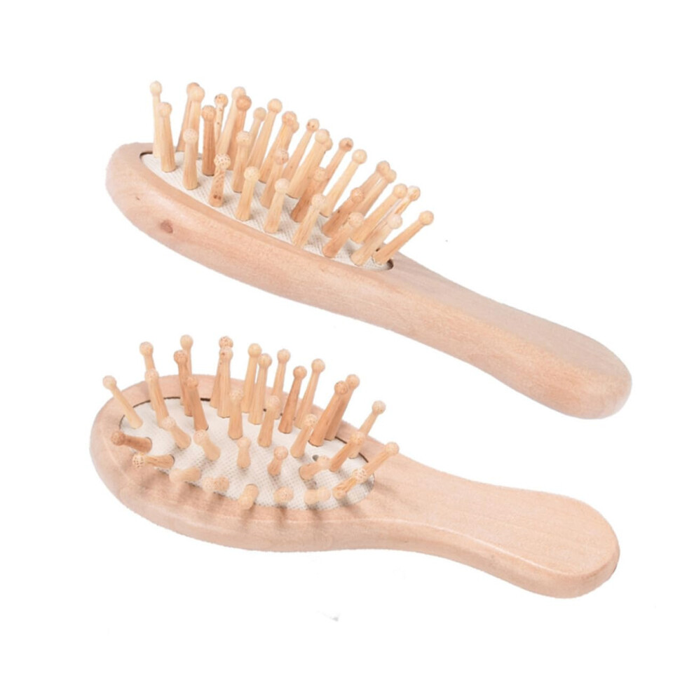 Wooden Hair Brush with Cushion for Gentle Scalp Massage and Detangling, Ergonomic Beech Paddle