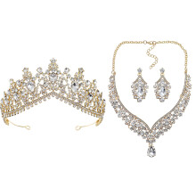 3Sets Damen Schmuckset Ohrringe Halskette Gold