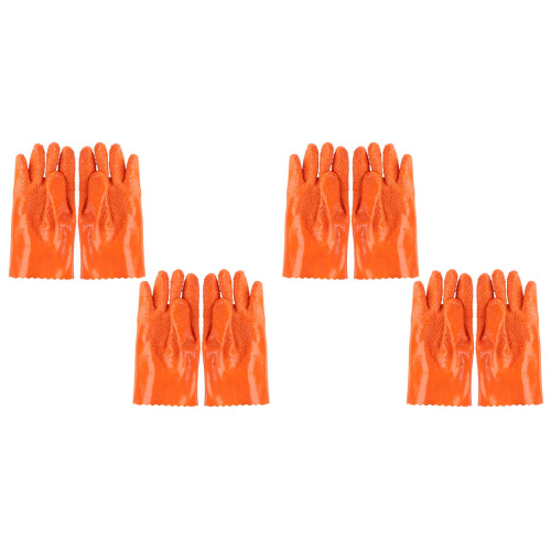4Paare Skidproof Rubber Anglerhandschuhe Orange Mit Warmem Innenfutter 1