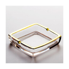 Elegant Glass Ashtray with Electroplated Cigar Holder, Easy Clean, Outdoor Decorative Style