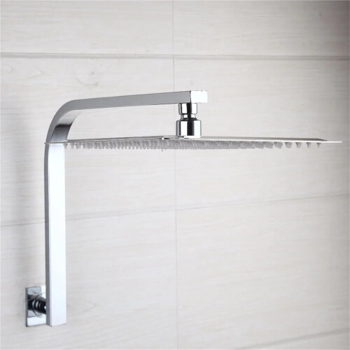 Handheld Square Rainfall Shower Head with Chrome Finish, FullBody Coverage, Wall Mounted 2