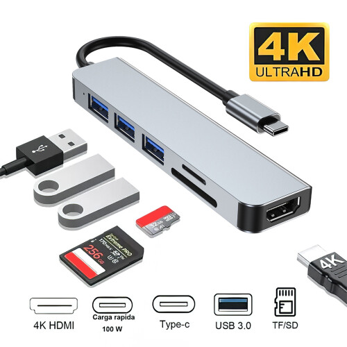 3 Multi-Port USB Hub Grau Mit Pd Schnellladung Für