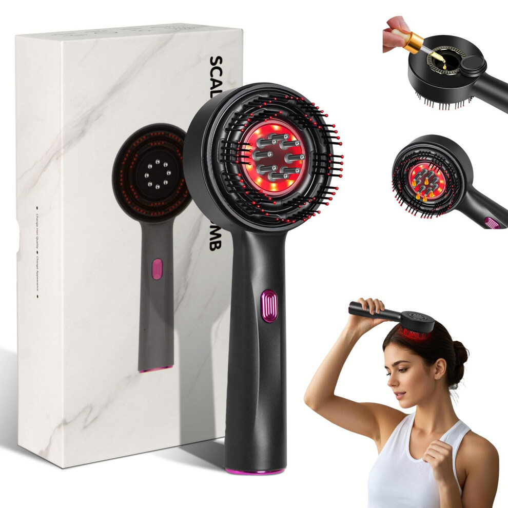 Red/Light Laser Hair Growth Comb With 3 In 1 Oil Applicator And 360 Scalp Massage, Ipx7 Waterproof
