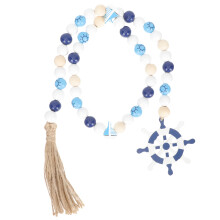 4Pcs Creative Blue Wood Beads Tassel String for Home and Party Decor